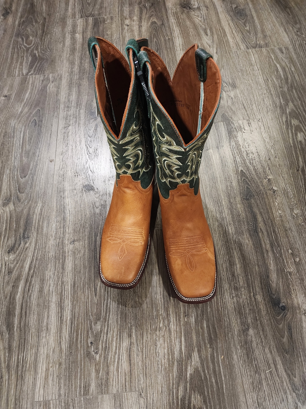 Circle G Two-Tone Western Boots in Brown and Dark Green Brand New